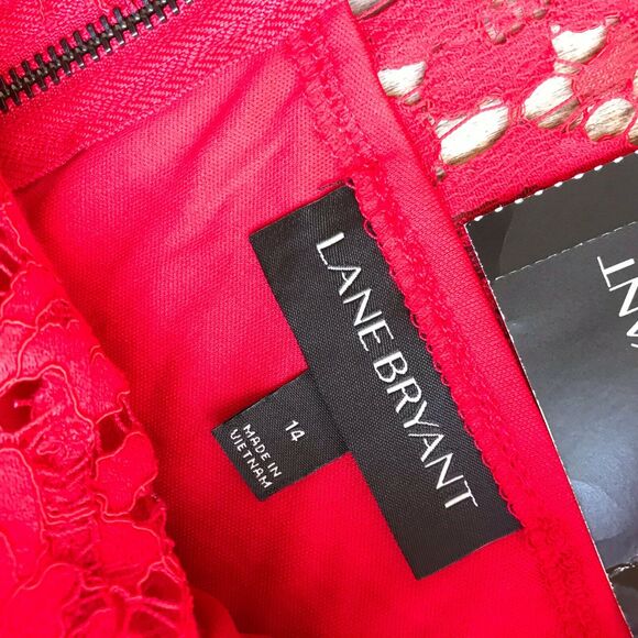 Lane Bryant Womens Dress Size 14 Red Lace Scalloped Edge Date Night Sexy NEW - Picture 6 of 7